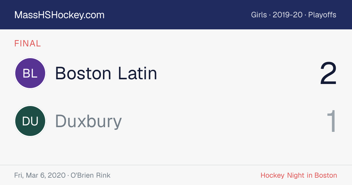 Boston Latin at Duxbury score card