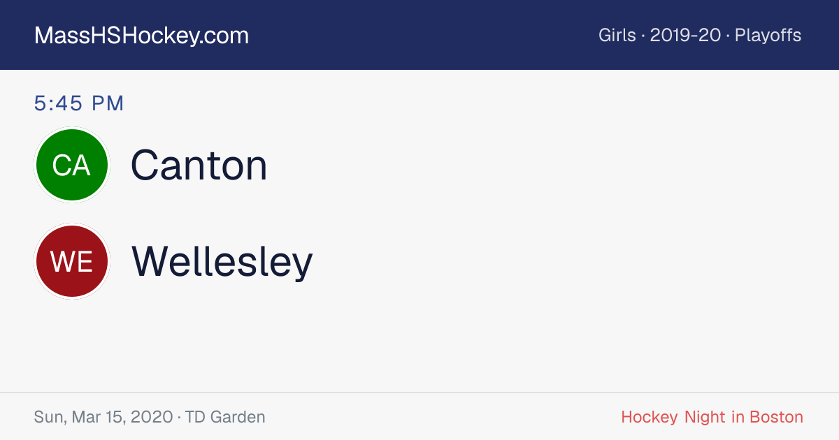 Canton at Wellesley score card