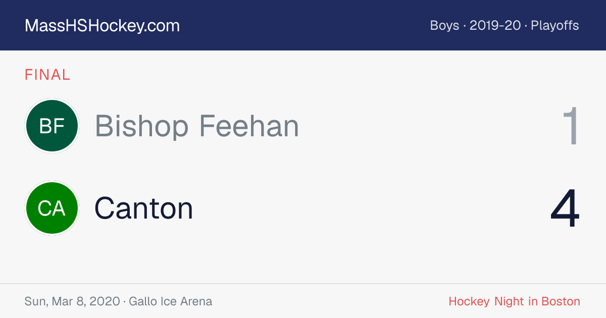 Bishop Feehan at Canton score card