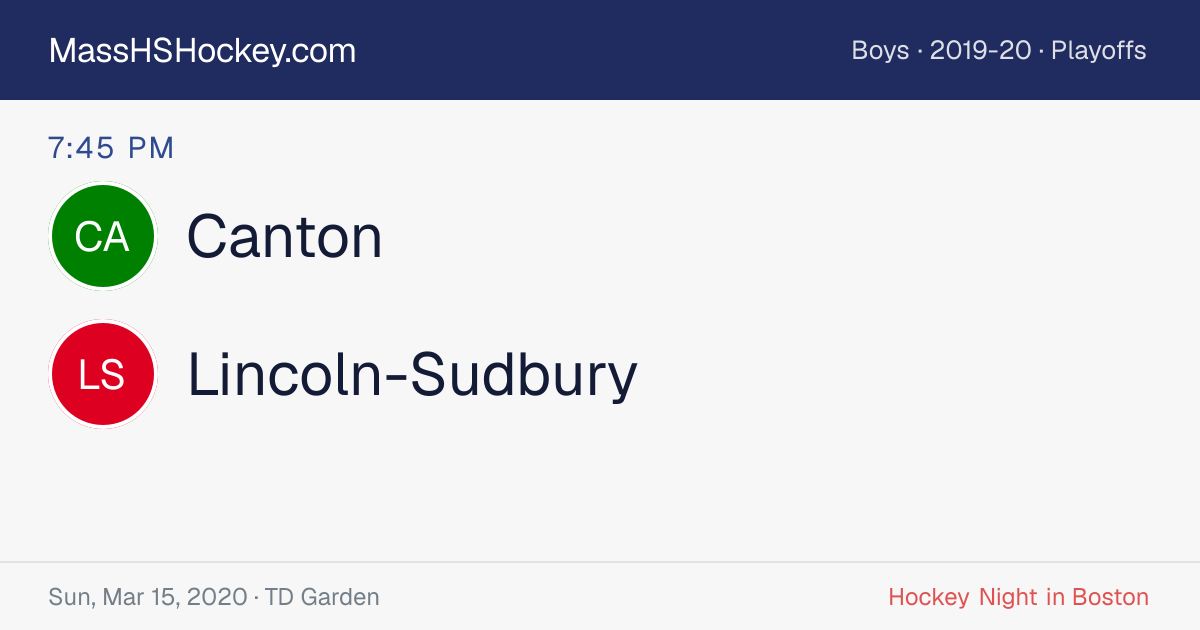 Canton at Lincoln-Sudbury score card
