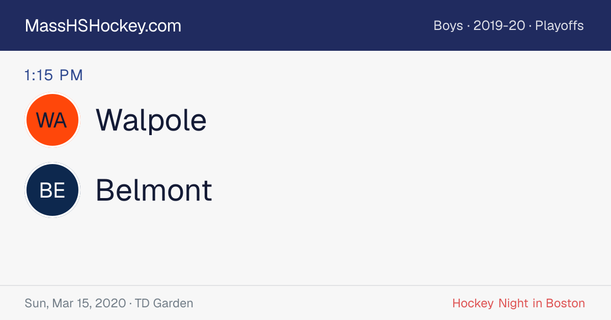 Walpole at Belmont score card