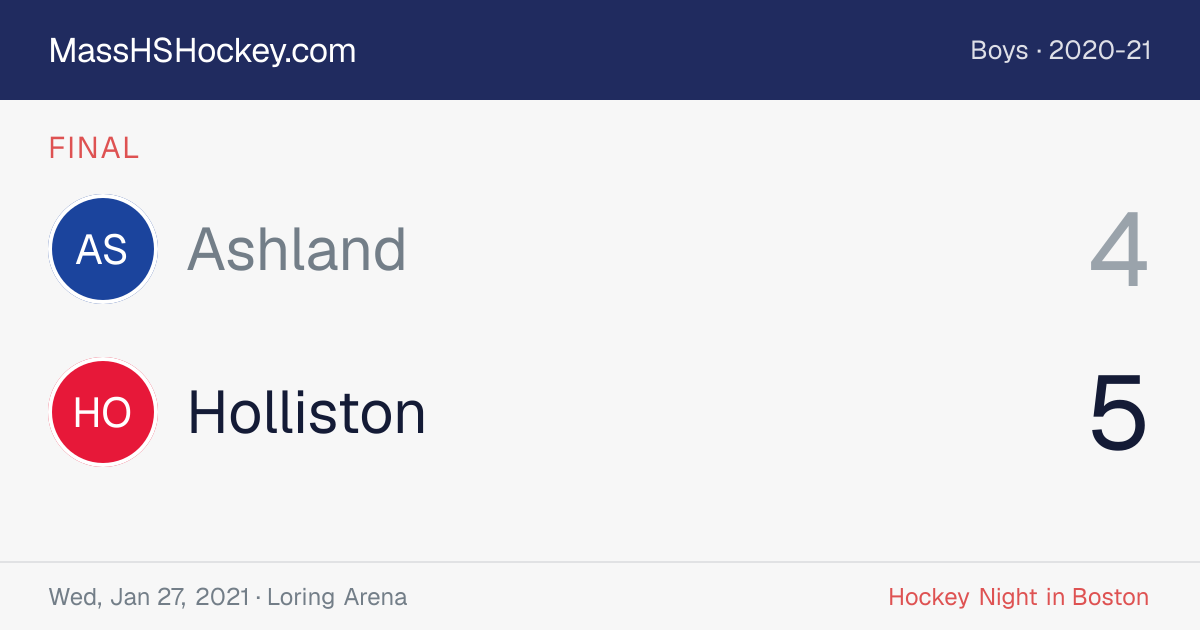 Ashland at Holliston score card