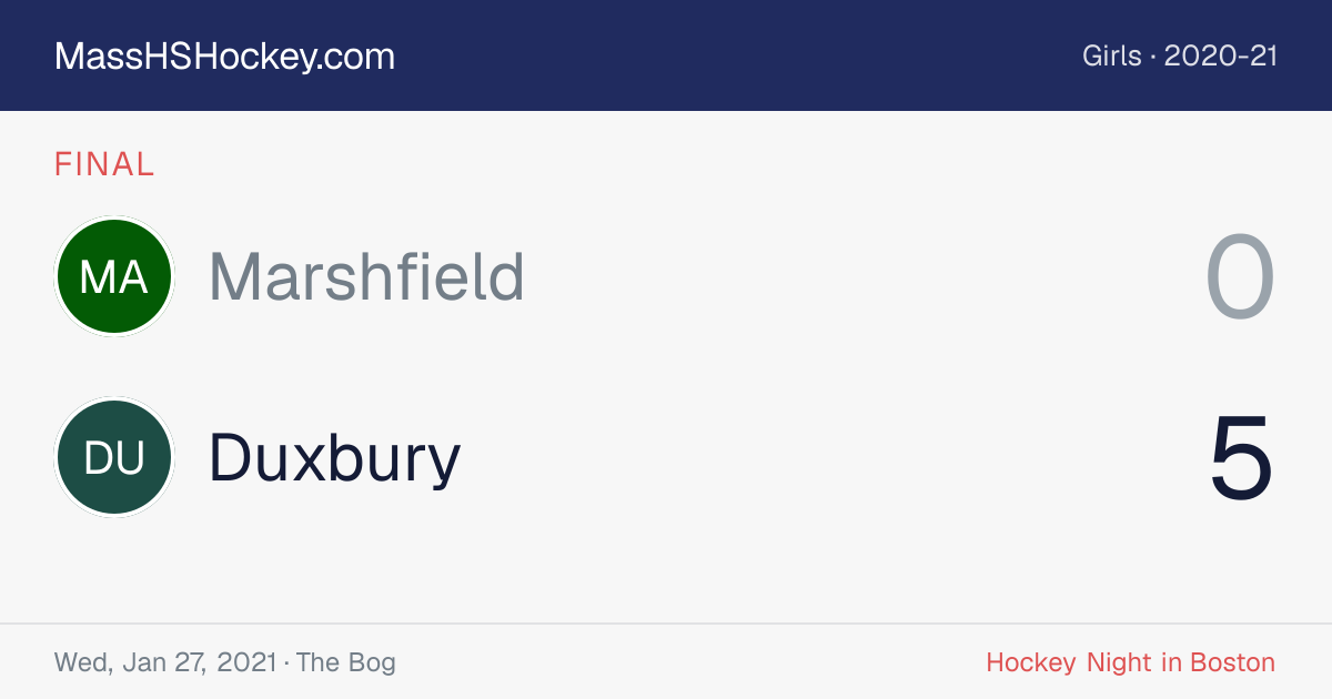 Marshfield at Duxbury score card
