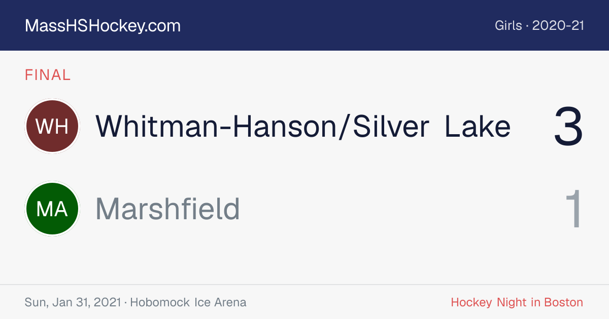 Whitman-Hanson/Silver Lake at Marshfield score card