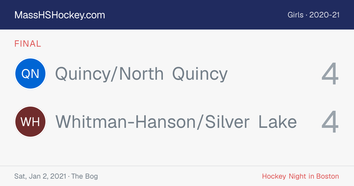 Quincy/North Quincy at Whitman-Hanson/Silver Lake score card