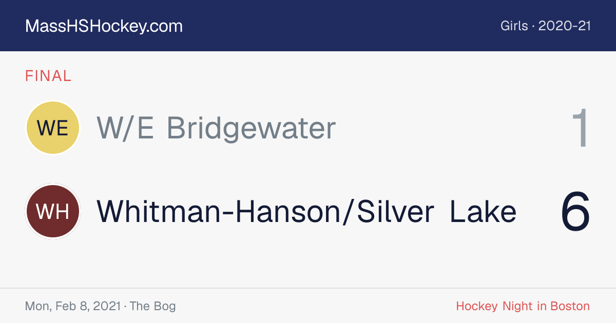 W/E Bridgewater at Whitman-Hanson/Silver Lake score card