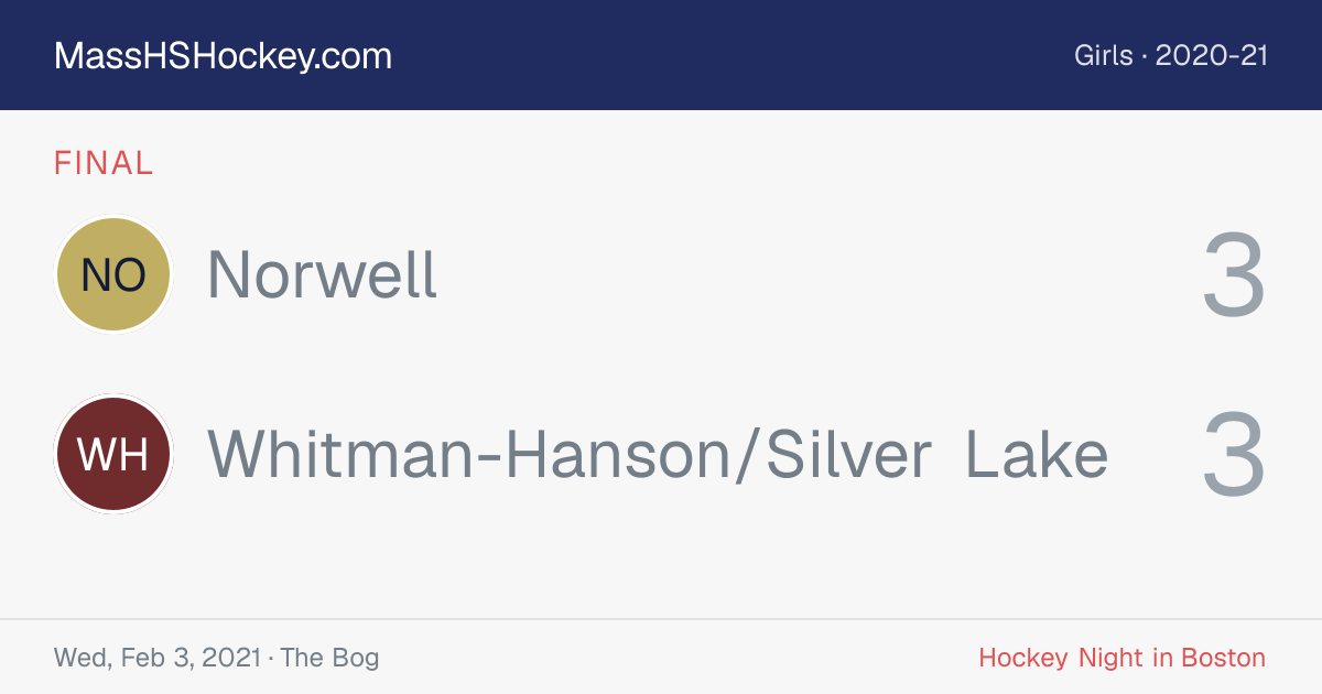 Norwell at Whitman-Hanson/Silver Lake score card