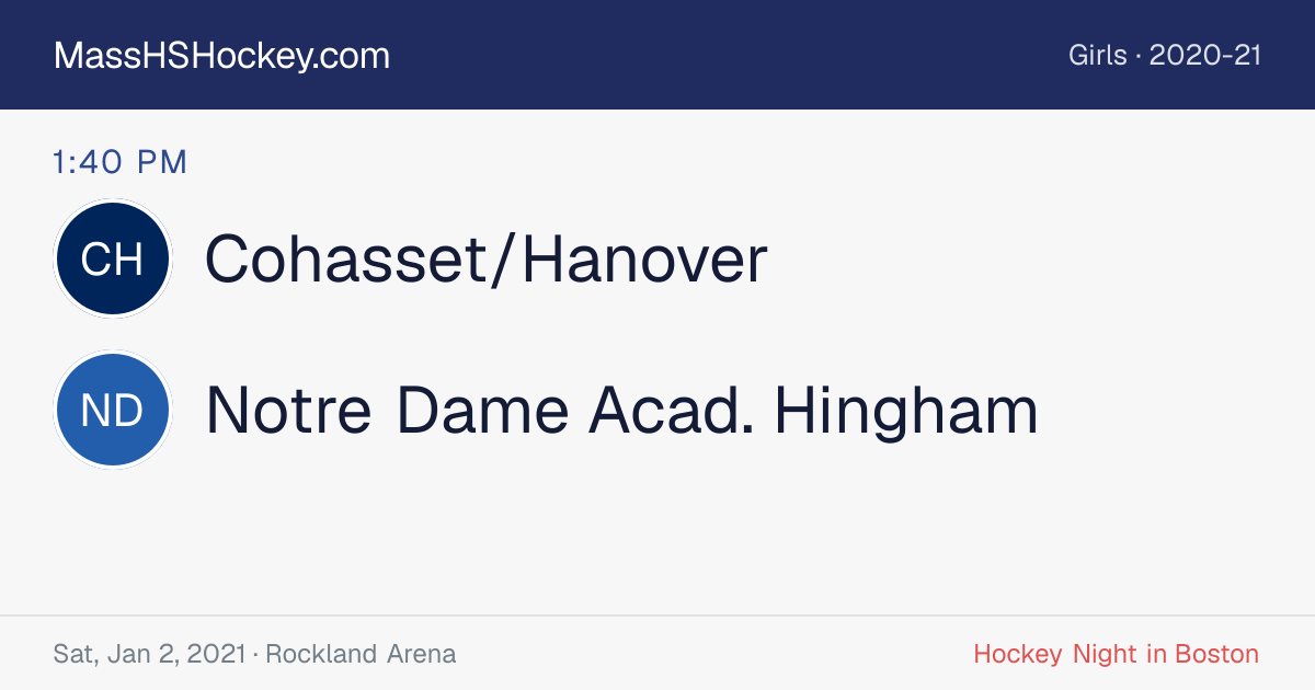 Cohasset/Hanover at Notre Dame Acad. Hingham score card