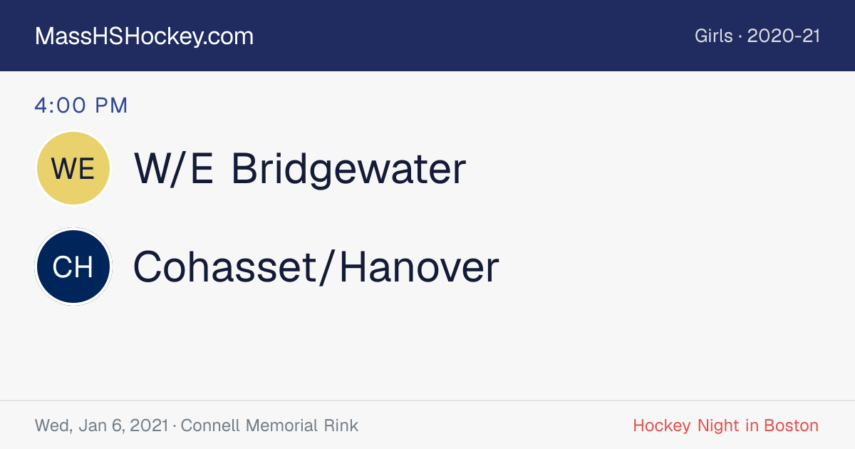 W/E Bridgewater at Cohasset/Hanover score card