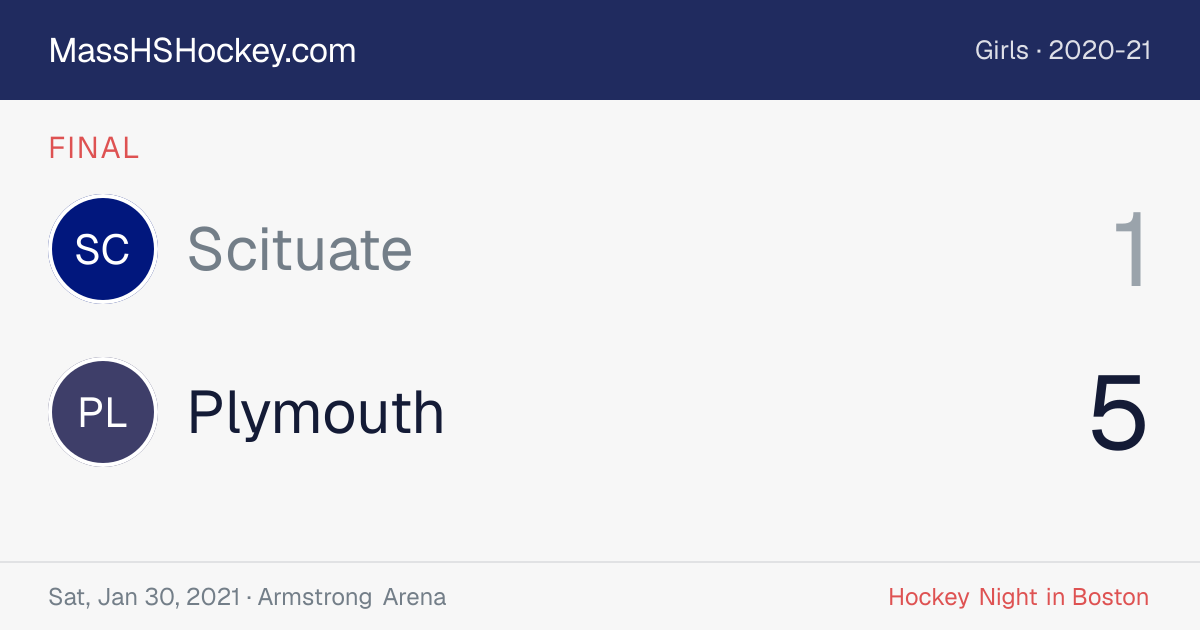 Scituate at Plymouth score card