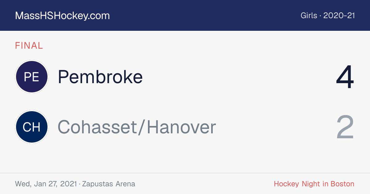 Pembroke at Cohasset/Hanover score card