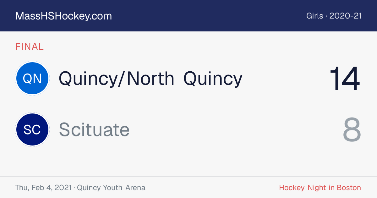 Quincy/North Quincy at Scituate score card