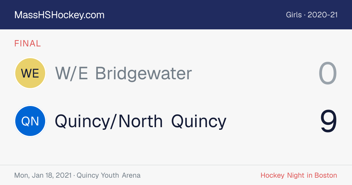 W/E Bridgewater at Quincy/North Quincy score card