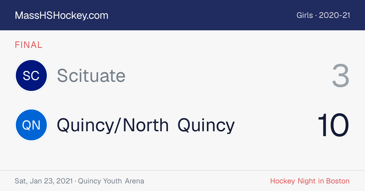 Scituate at Quincy/North Quincy score card