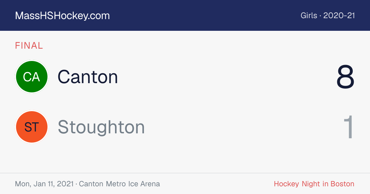Canton at Stoughton score card