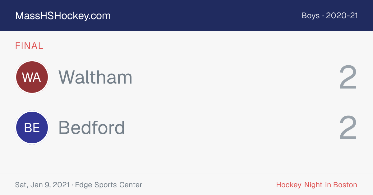 Waltham at Bedford score card