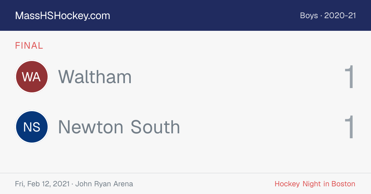 Waltham at Newton South score card