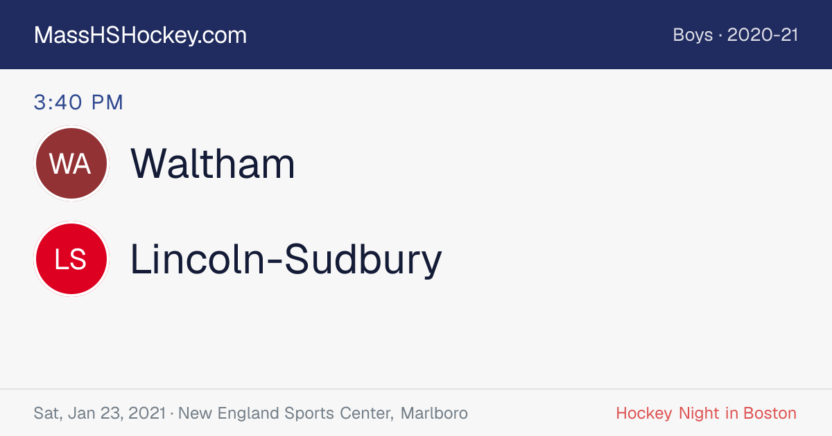 Waltham at Lincoln-Sudbury score card