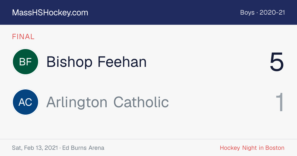 Bishop Feehan at Arlington Catholic score card