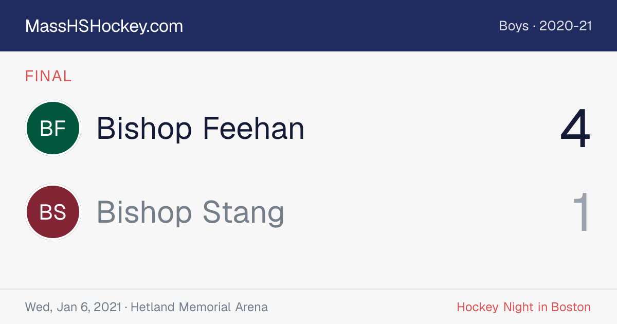 Bishop Feehan at Bishop Stang score card
