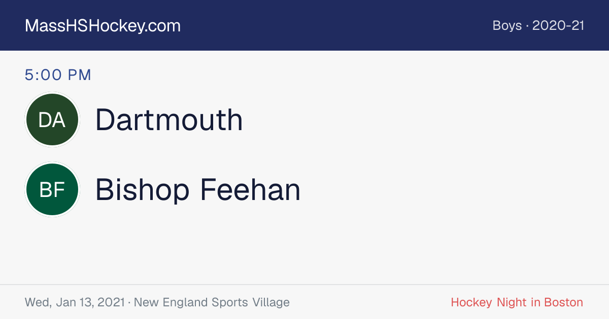 Dartmouth at Bishop Feehan score card