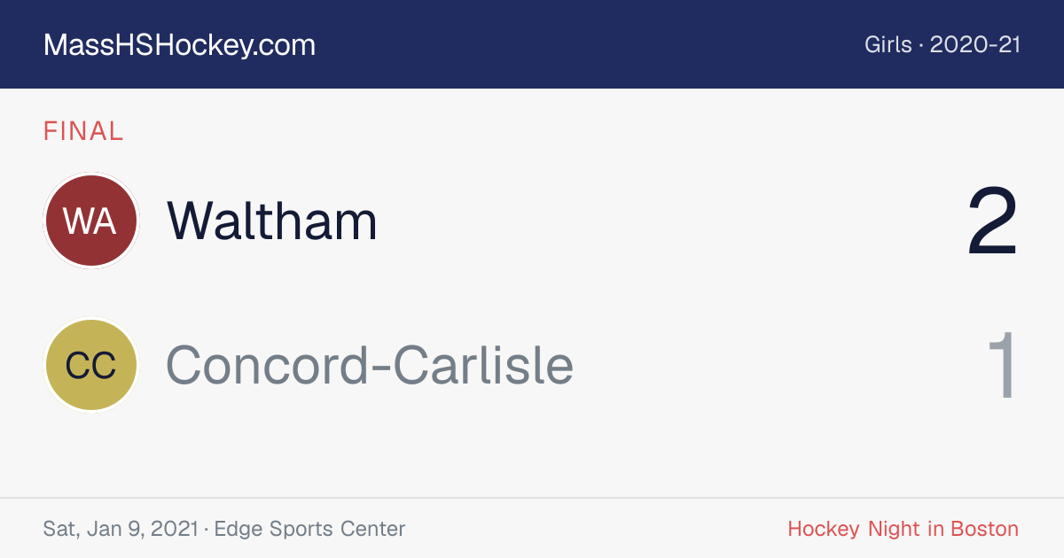 Waltham at Concord-Carlisle score card