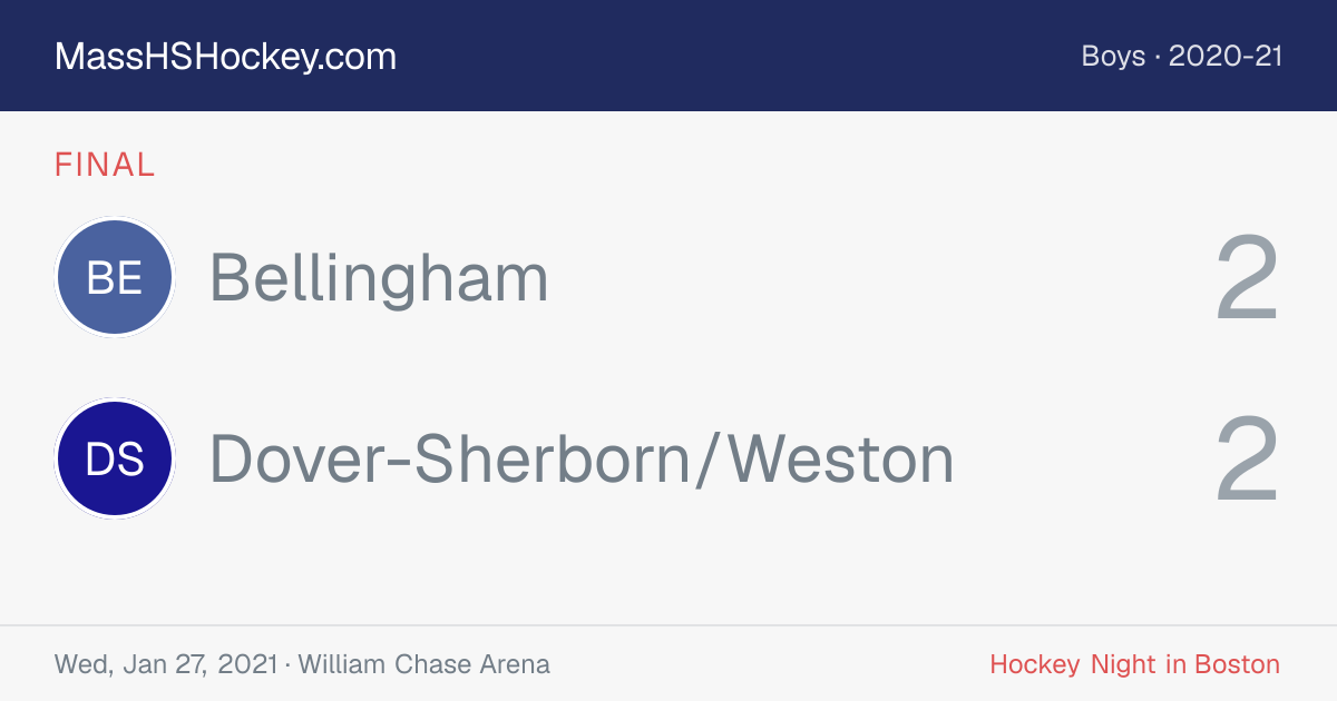 Bellingham at Dover-Sherborn/Weston score card