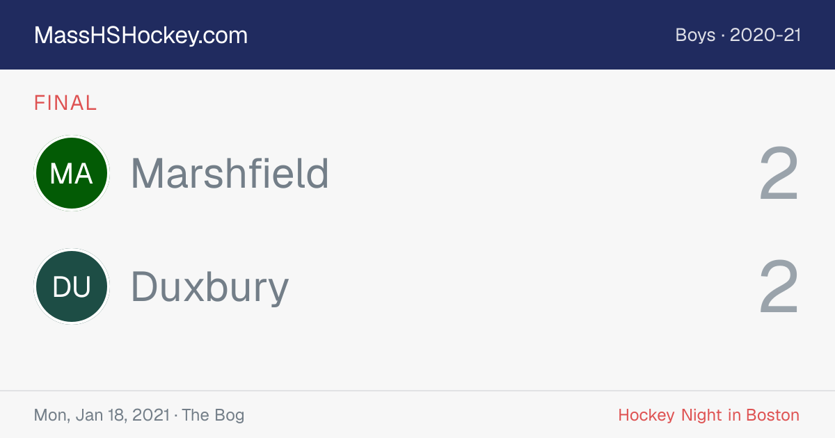 Marshfield at Duxbury score card