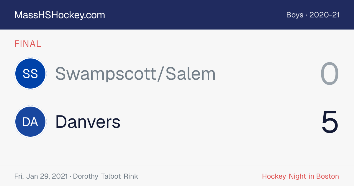 Swampscott/Salem at Danvers score card