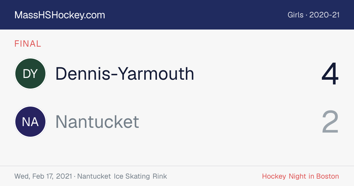 Dennis-Yarmouth at Nantucket score card