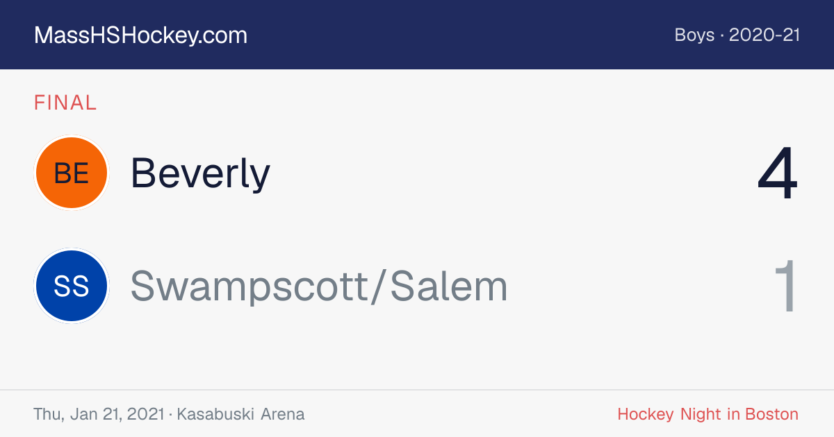 Beverly at Swampscott/Salem score card
