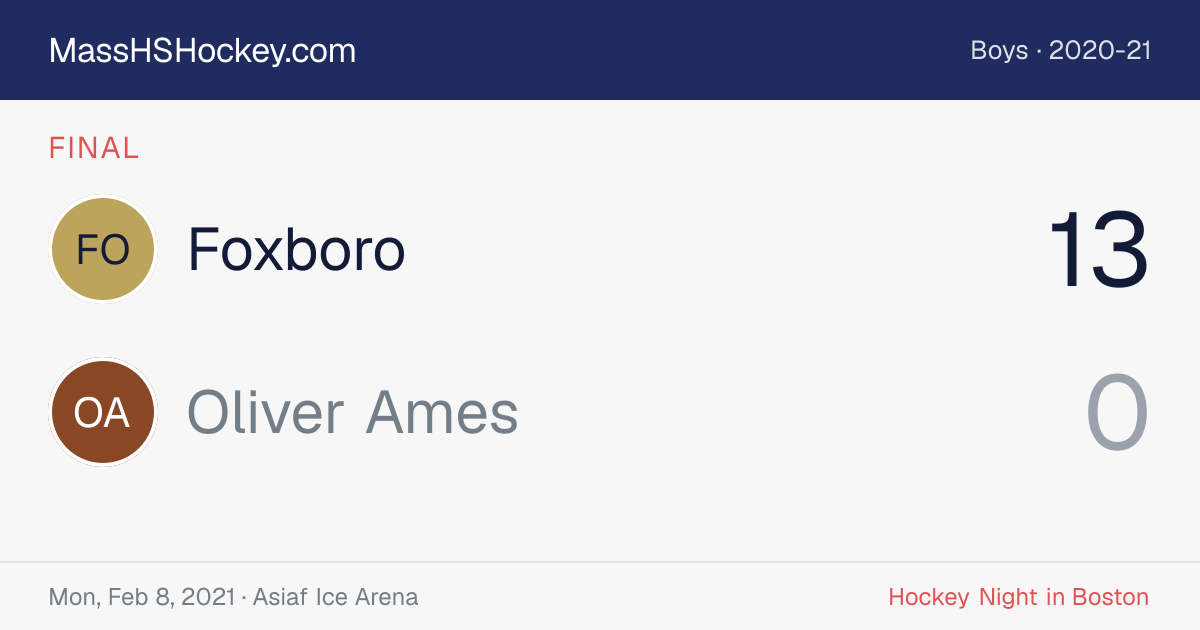 Foxboro at Oliver Ames score card