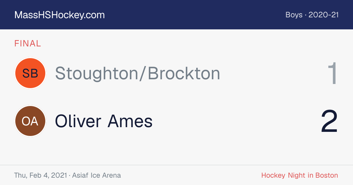 Stoughton/Brockton at Oliver Ames score card