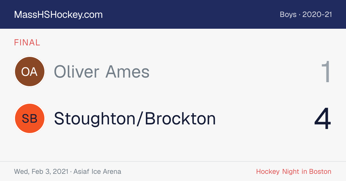 Oliver Ames at Stoughton/Brockton score card