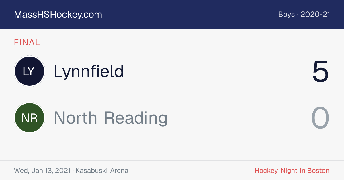 Lynnfield at North Reading score card