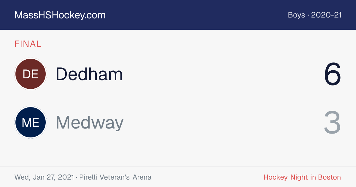 Dedham at Medway score card