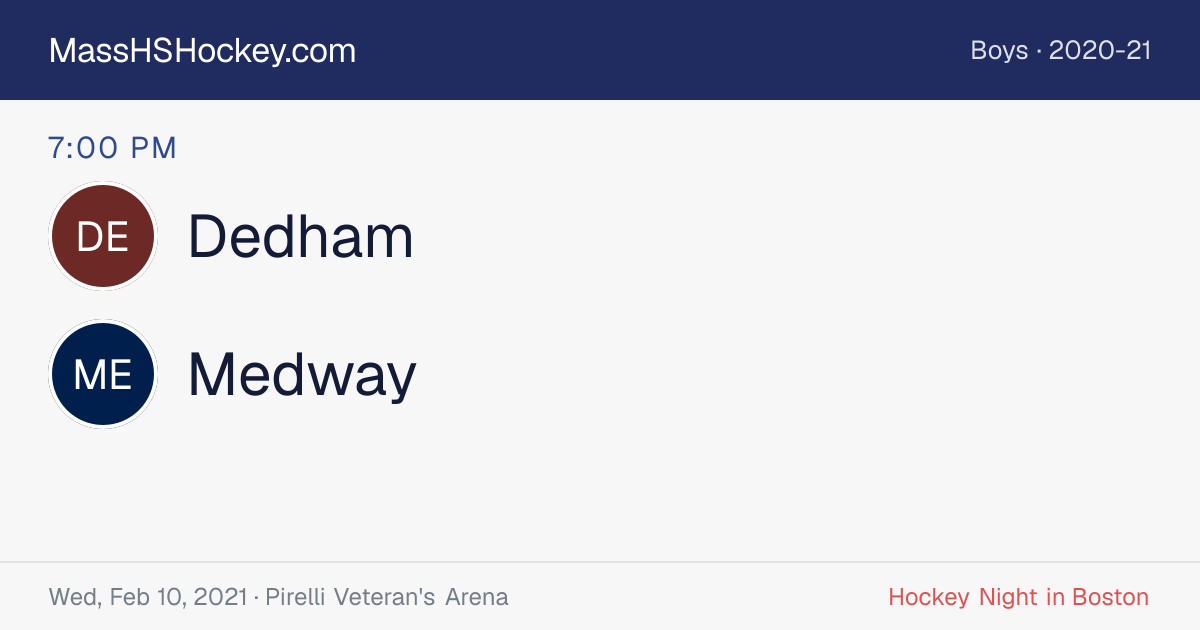 Dedham at Medway score card