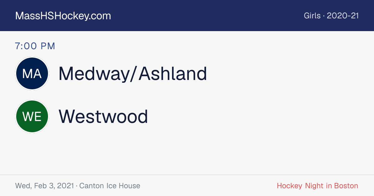 Medway/Ashland at Westwood score card