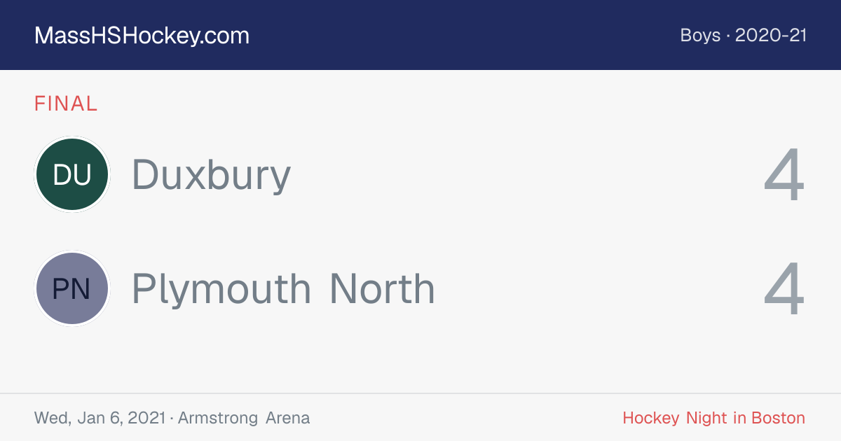 Duxbury at Plymouth North score card