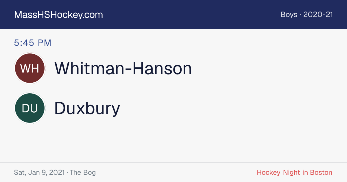 Whitman-Hanson at Duxbury score card
