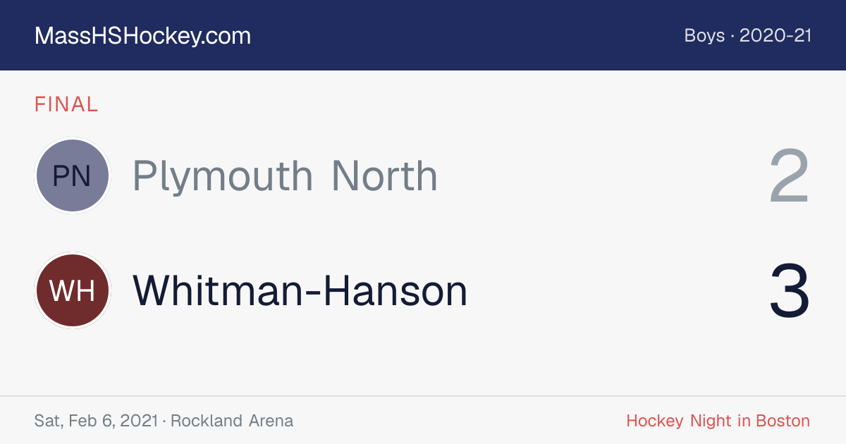 Plymouth North at Whitman-Hanson score card