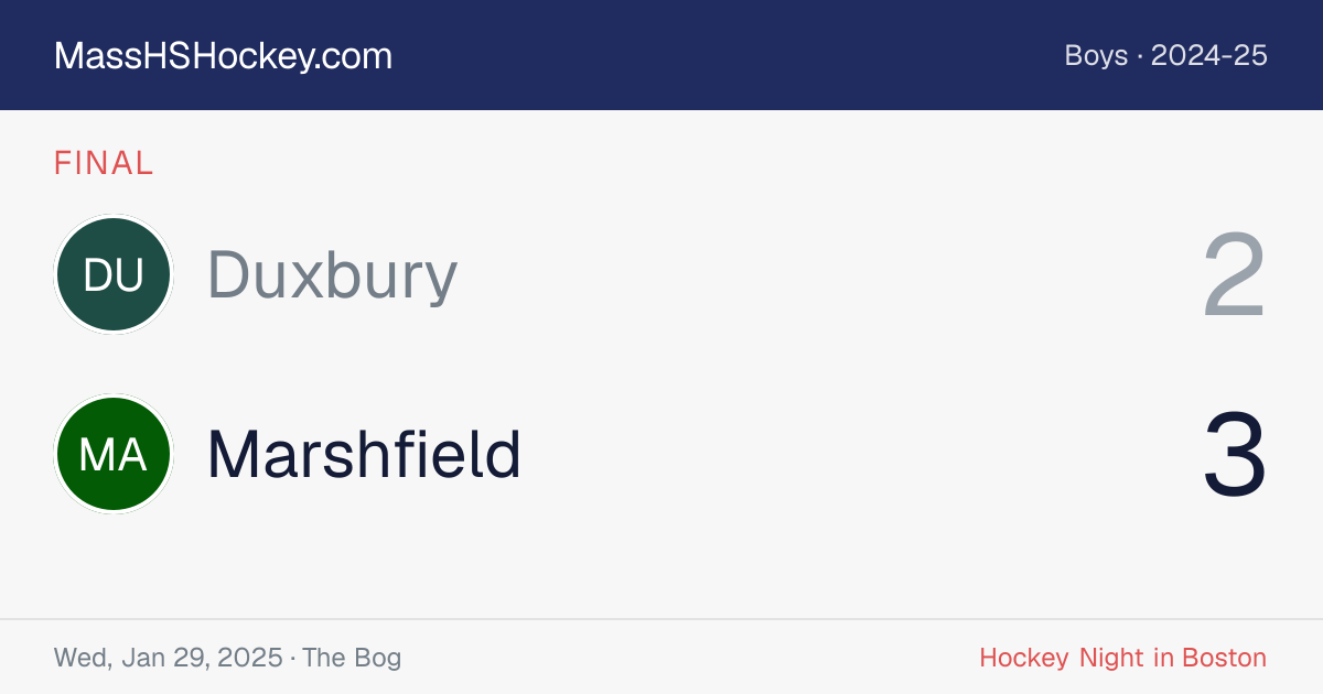 Duxbury at Marshfield score card