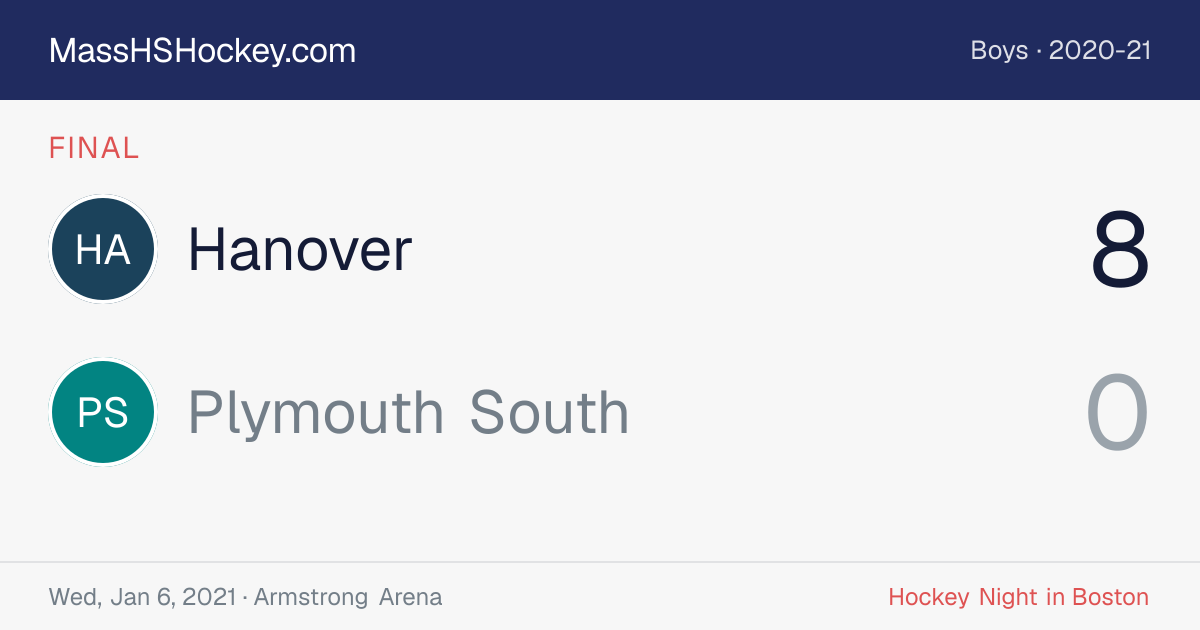 Hanover at Plymouth South score card