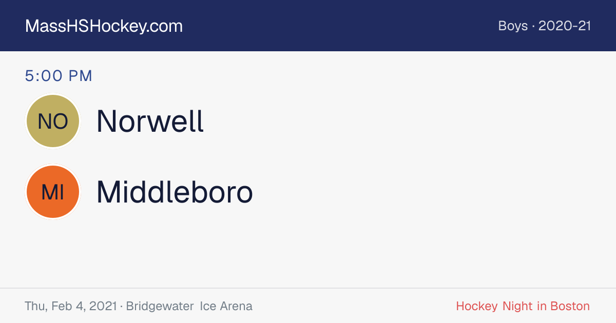 Norwell at Middleboro score card