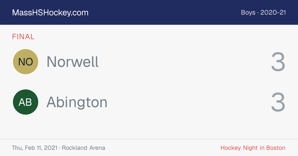 Norwell at Abington score card
