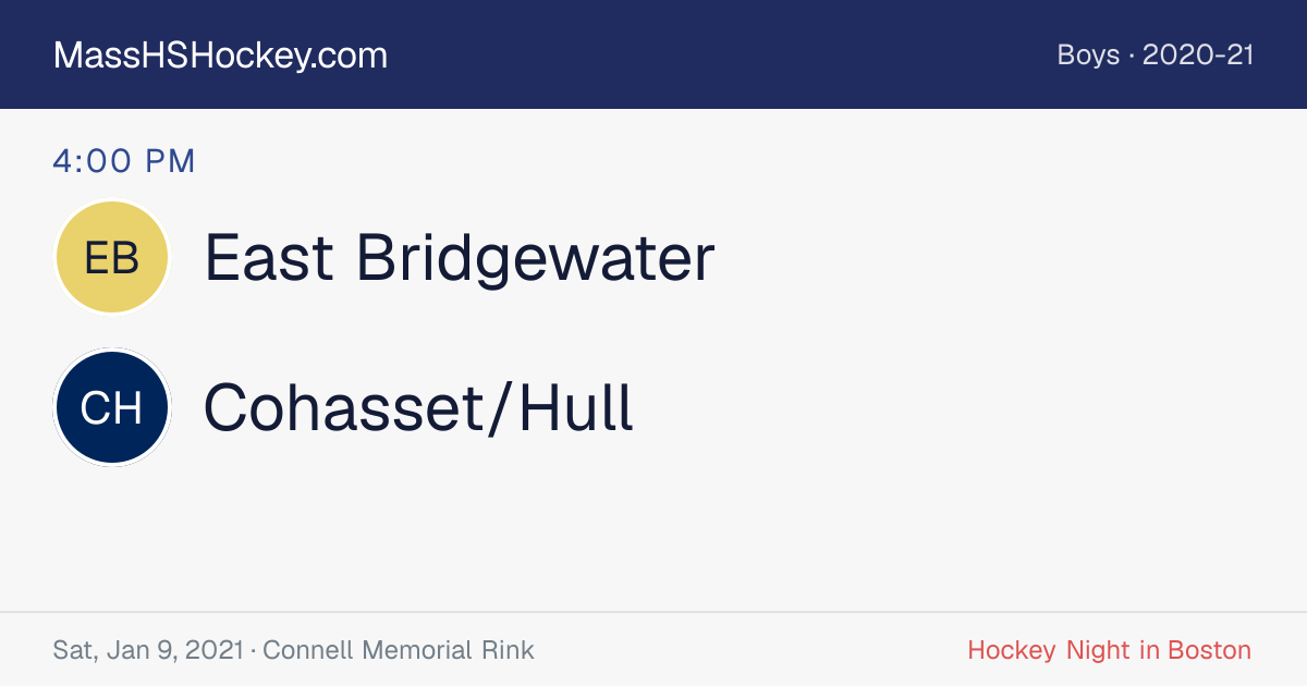 East Bridgewater at Cohasset/Hull score card