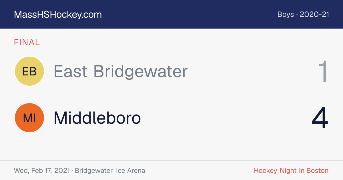 East Bridgewater at Middleboro score card