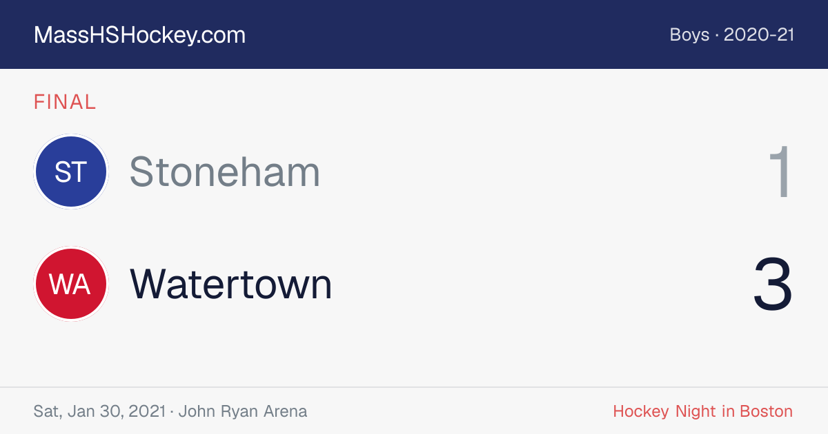 Stoneham at Watertown score card