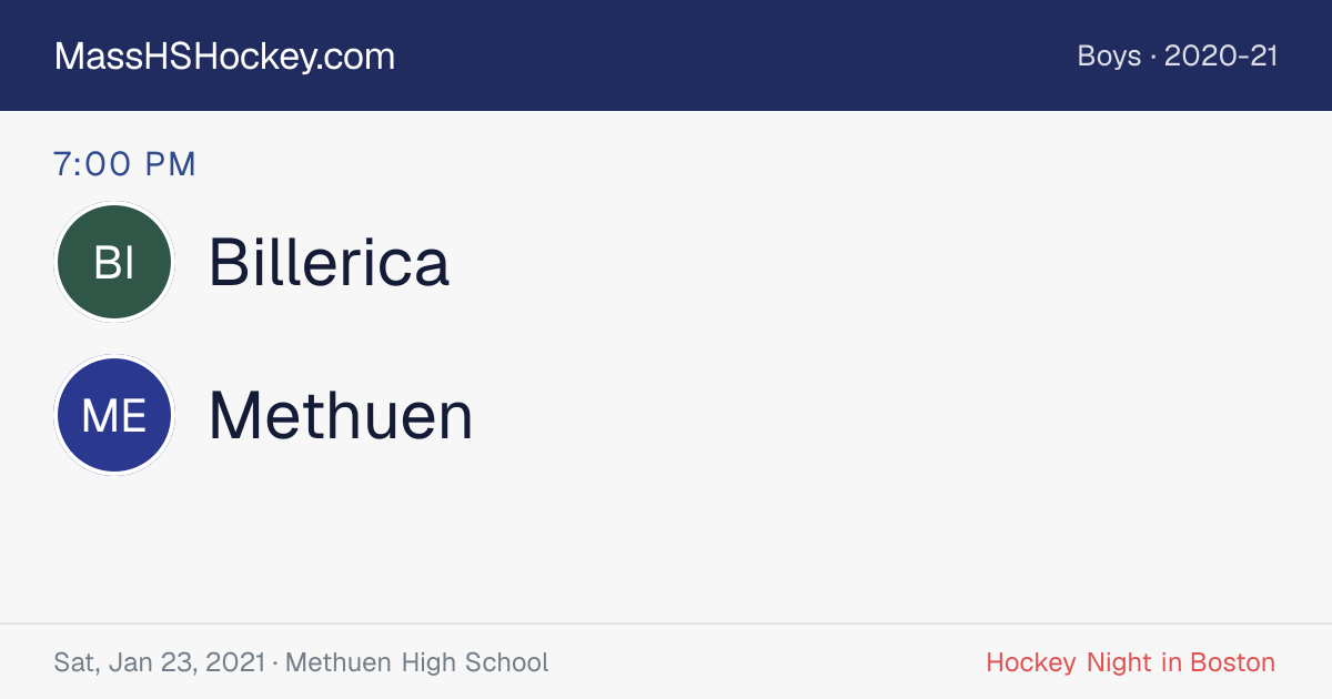 Billerica at Methuen score card