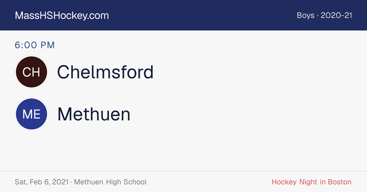 Chelmsford at Methuen score card